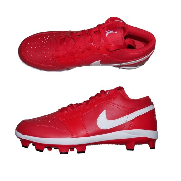 Nike Air Jordan 1 Retro Low Baseball Cleats Mens size 15  Varsity Red White New! main image 7